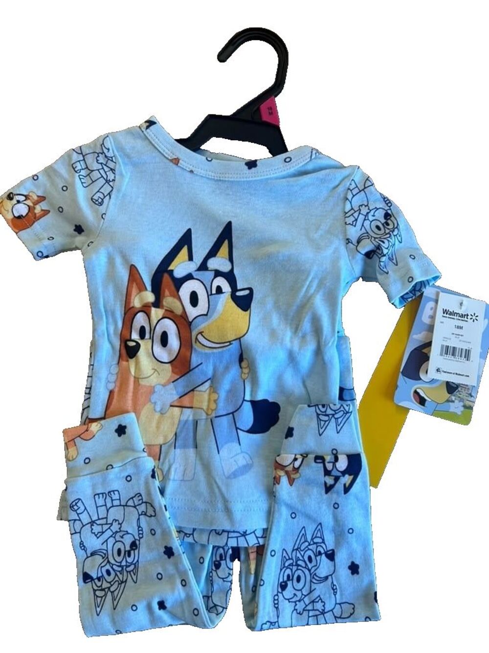 Bluey Character Toddler Snug Fit Two-Piece Sleep Set Size 18M Sleepwear Blue New